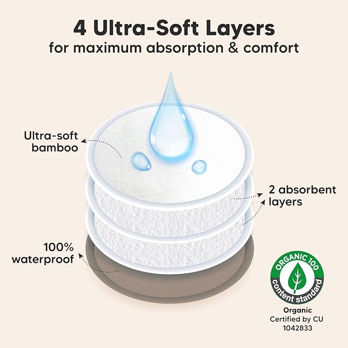 Organic Nursing Pads - 14 Washable Viscose Derived from Bamboo Breastfeeding Pads, Wash Bag, Reusable Breast Pads for Breastfeeding, Nipple Pads for Breastfeeding Essentials(Coffee, XL 5.5")