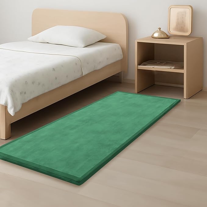 1.3" Thick Baby Play Mat for Floor, 28x72 Foam Tummy Time Mat, Padded Support Soft Plush Bedside Rugs for Infant Kids Toddler Crawling Kick Activity (Emerald)