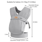 Baby Wraps Carrier Sling, Baby Carrier for Newborns and Toddlers,Skin-Friendly and Soft Front Baby Carrier Wrap Perfect Baby Gifts (Light Grey, Cotton)