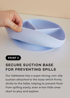 Konny EASYFEED Silicone Plate with Lid (1-4Y) 3-Divided Suction Plate Baby Led Weaning Supplies Training Baby Utensils Feeding Supplies (Cream)