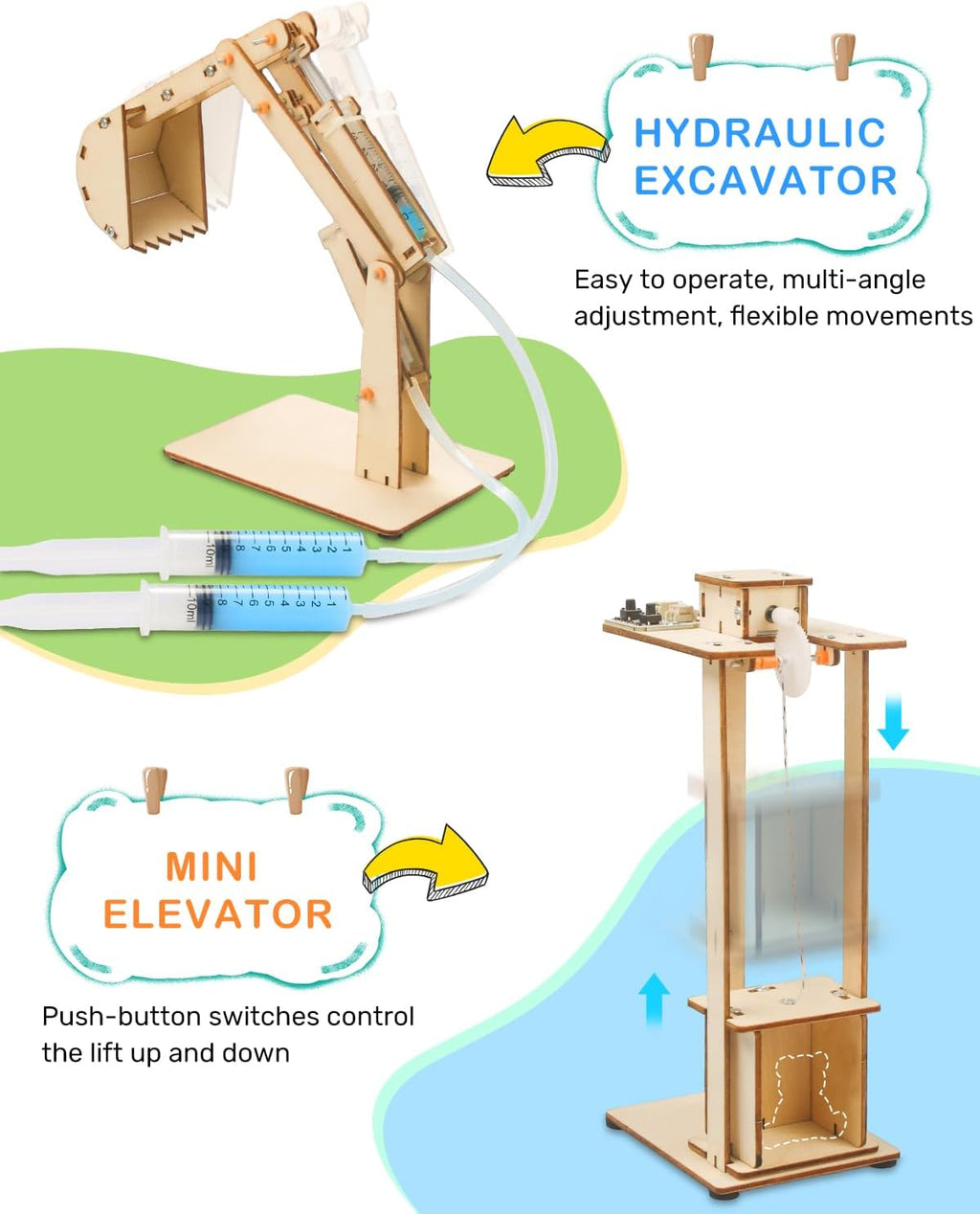 Poraxy 5 Set STEM Science Kits for Kids Age 8-12, Wooden Building STEM Projects 8-10, 3D Puzzles, Experiment Circuits Model, Toys for Ages 8-13, Gifts for Boys and Girls 6 7 8 9 10 11 12 13 Years Old