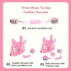 Anti Lost Toddler Harness - Butterfly Baby Leash and Wrist Link with Lock, Child Walking Harness Assistant for Girls, Cute Traction Safety Leash for Kids, Holiday Travel Christmas Gift, Pink
