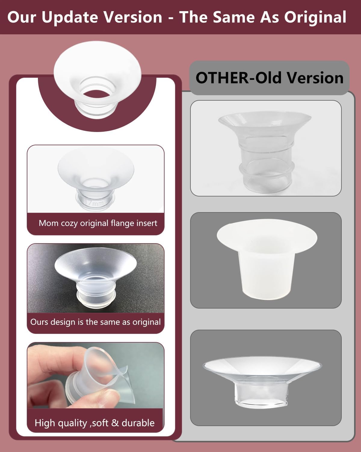 4Pcs Flange Insert 16mm Compatible with Momcozy M5/M9/M6/V2 Pro/V2 pro/S12 Pro/S9 Pro/Spectra/Medela/eufy/Elvie/Lansinoh/Paruu P10 Breast Pump,and Most 24mm Shields