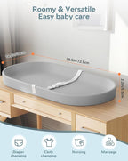 COMOMY Baby Changing Pad for Dresser - Wipeable Changing Pad with Restraining Belt, Waterproof, Soft, Lightweight and Portable, Easy to Clean for On The Go Diaper Change, Light Grey