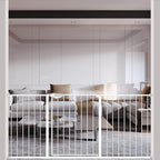 DEARBB Triple Lock Baby Gate for Stairs Doorways and House 31" to 86" Extra Wide Pressure Mounted Easy Walk Through Auto Close Safety Pet Gate White 49.21-67.32"