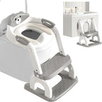 Potty Training Seat with Step Stool for Toddlers - Upgrade 2-in-1 Toilet Seat Toilet Ladder for Kids Children Boys Girls, Anti-Slip Pad & Adjustable Height with Waterproof - Grey