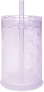 Olababy Clear View Silicone Training Cup with Straw Lid | Toddler Sippy Trainer 12mo+ | Unbreakable Water Drinking Cups for Kids 2yr+ | Baby Led Weaning & Feeding Supplies (Lilac, 9 oz)