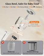 Baby Food Maker, 9 in 1 Glass Baby Food Processor Steamer Puree Blender with 6 Blades, One Step Cook Grinding, Touch Screen Control, Multifunctional Blender with 24h Timer, Dishwasher Safe