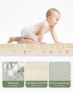 Baby Floor Play Mat 47"x47" Baby Playpen Mat, Foldable Baby Girl Playmat, Reversible Waterproof Foam Play Mats for Baby, 0.4 inch Crawling Baby Mat for 50" X 50" & 47"x47" Playpen(47*47*0.4)