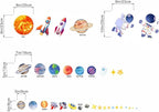 Outer Space Wall Stickers for Kids: Peel and Stick Astronaut Planets Rocket Wall Decals - Wall Art Decor Kids Supplies Ages 1 2 3 4 5 6 7 8 9 10 11 12 Year