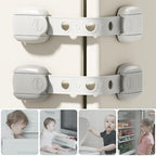 Child Safety Strap Locks (3 Pack) Baby Locks for Cabinets and Drawers, Toilet, Fridge & More. Adhesive Pads. Easy Installation, No Drilling Required, White/Gray (White, 3 pcs (Pack of 1))