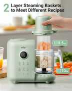 Bear Baby Food Maker with Dual-Layer Steam Baskets, OneStep Baby Food Processor Steamer Puree Blender Grinder Mills Machine, Auto Cooking Grinding&Sterili-zing for Healthy Homemade Baby Food, BPA-Free