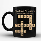 Family Puzzle Mug - Brothers & Sisters Forever Linked Together - Personalized For Family, Sister, Brother, Siblings - Scrabble Coffee Mug - Gifts For Christmas, Birthday, Anniversary