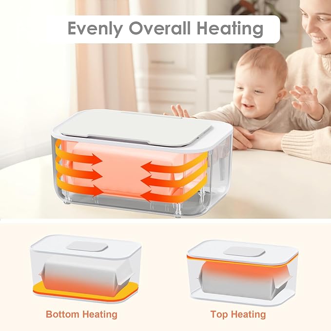 Baby Wipe Warmer, Wipe Warmer and Baby Wet Wipes Dispenser, Wipes Warmer for Newborn Baby Evenly Heated, Portable Wipe Warmer Smart Control, Diaper Warmer Large Capacity Wipe Dispenser Nursery (White)