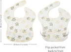 Mess Proof Baby Bib 3 Pack, Waterproof Led Weaning Baby Feeding Bibs with Food Catcher, Travel Feeding Bibs