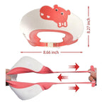Baby Shower Cap Shield, Shower Cap for Kids, Visor Hat for Eye and Ear Protection for 0-9 Years Old Children,Cute Dinosaur/Crocodile/Hippo shape Makes the Baby Bath More Fun (Hippo, Red)