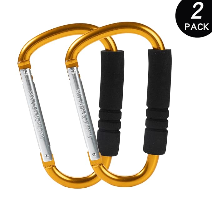 Stroller Hooks by Baby，2 Pack Convenient Organizer Hook Bag Clips to Diaper Bags Orange