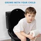 Toilet Seat Cover with Toddler Seat Round – Potty Training Toilet for Kids and Adults, Toddler Toilet Seat with Built-in Child Seat, Easy Clean Slow Close PP Material, Black
