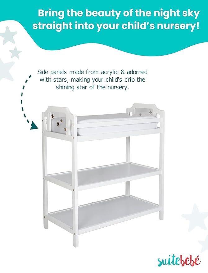 Suite Bebe Celeste Changing Table Safety Rail Included, White