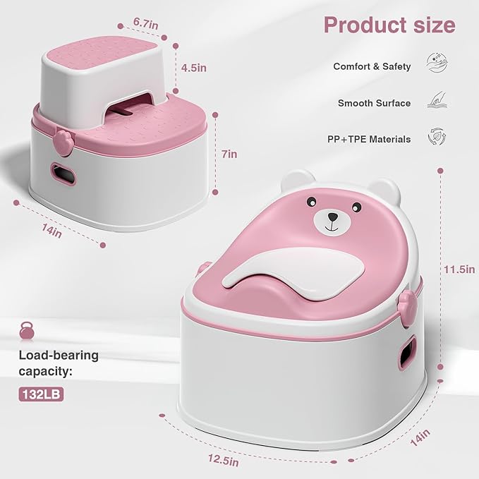 3-in-1 Toddler Potty Training Toilet for Boys & Girls - Convertible Potty Chair with Step Stool for Toddlers 1-3, Anti-Slip Design Toddler Toilet Seat - Removable & Easy to Clean