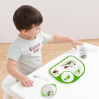 Kids Feeding Set 5 Pcs, Dinosaur Tableware Set for Toddlers, Includes Plate, Bowl, Cup, Fork & Spoon, BPA Free, Multicolor (Green, Brown, Orange), Dishwasher Safe