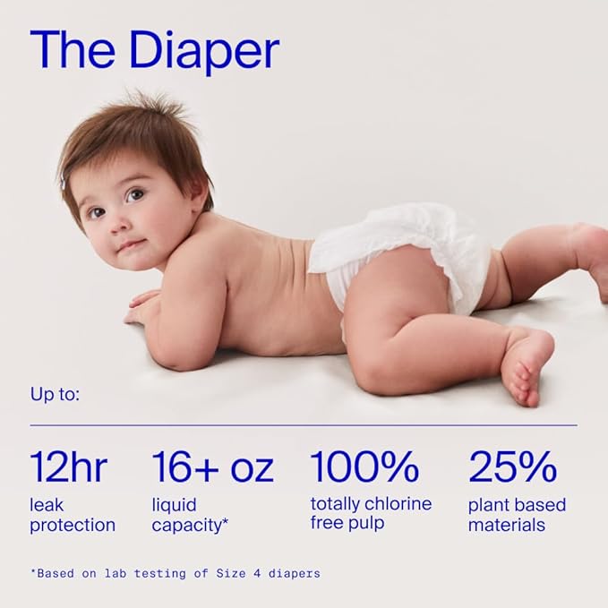 Coterie The Newborn Gift Set, Size Newborn Diapers (31 Count) & Size 1 (33 Count), 1 Travel Size Pack Baby Wipes (18 Count), Plant Based Materials, Hypoallergenic for Sensitive Skin, Baby Essentials