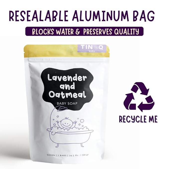 Hypoallergenic Baby Soap Bar for Sensitive Skin | Gentle Wash for Babies, Toddlers, Kids & adults | Relaxing Lavender Oil & Oatmeal | 7 Bars