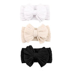 Baby Bows Headbands Nylon Hairbands Baby Girl Bows Hair Accessories for Infant Toddler Essentials(Black White Beige, mid)