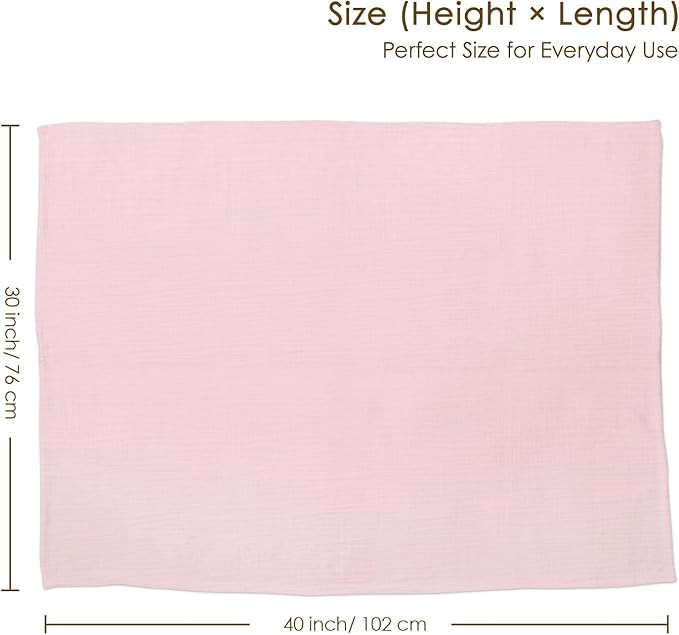 Baby Blankets for Girls, Soft Nursery Minky Blankets with Muslin and Dotted Fleece Back 30x40 inches, Receiving Bed Quilt for Newborn, Infants, Toddlers (Pink)