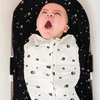 Happiest Baby SNOO Sleep Sack - 100% Organic Cotton Baby Swaddle Blanket - Doctor Designed Promotes Healthy Hip Development (Ivory Planets Black Wings, X-Large)
