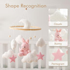 EERKEOD Baby Crib Mobile Bunny Nursery Mobile for Boys Girls Teddy Velvet Mobile Nursery Decor for Infant Bedroom Hanging Baby Mobile for Bassinet Newborn Baby Gift（Pink Bunny）