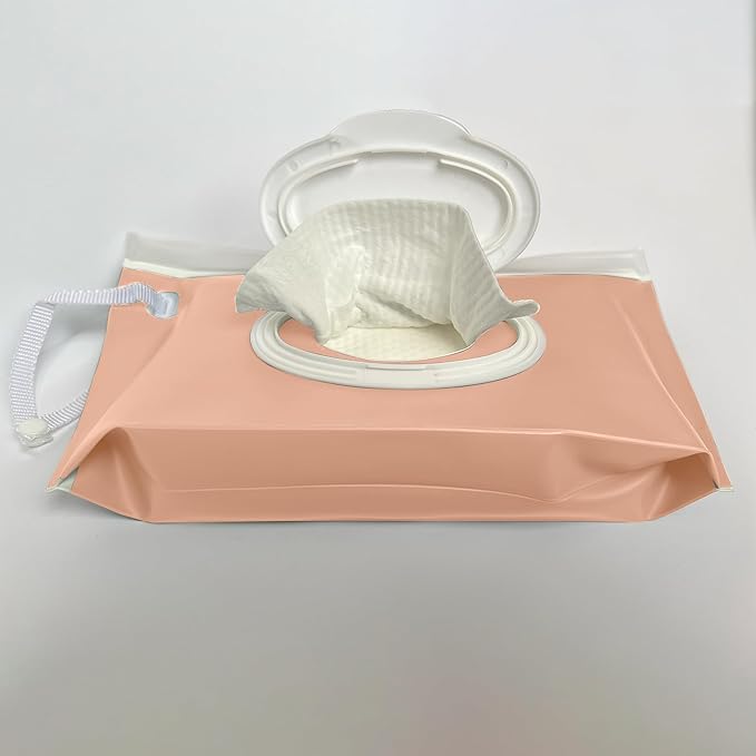 purifyou Portable Baby Wipe Case Travel Holder – Single Pack Refillable Wipe Dispenser Pouches, Keeps Wipes Fresh & Moist, Lightweight, Durable, for Car, Diaper Bag, Stroller, Home & Travel (Pink)