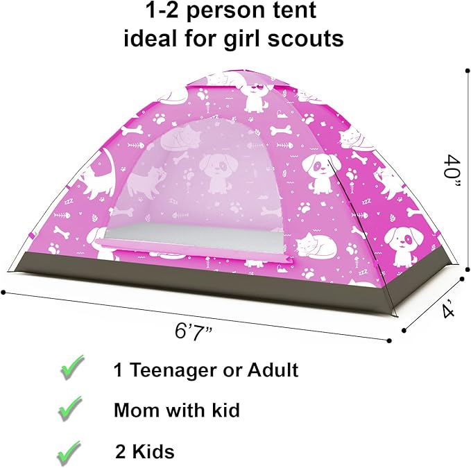 KidzAdventure 2 in 1 Indoor/Outdoor Tent for Kids, Small 1 or 2 Toddler/Kids Tent, Backpacking, Lightweight and Easy Pop up, Ideal for Backyard, Outside Camping, or Play Fort