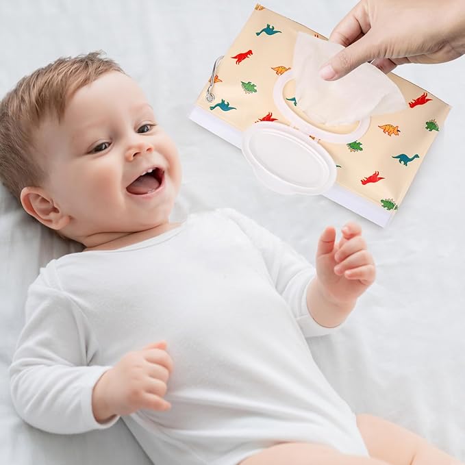 2Packs Baby Wipes Dispenser Portable Baby Wipe Holder Refillable Wet Wipes Container Reusable Travel Wipes Case, Keeps Wipes Fresh(Yellow)