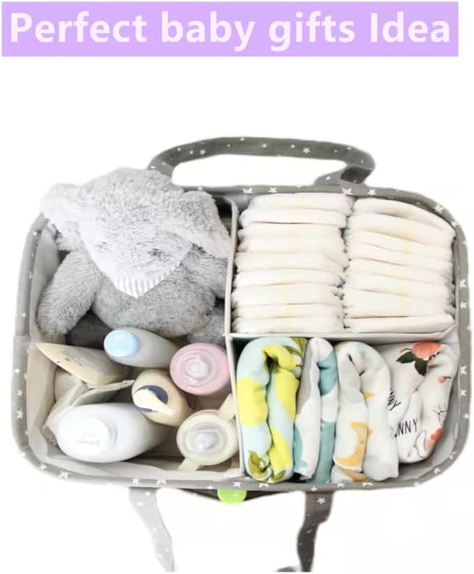Baby Diaper Caddy Organizer- Extra Large Portable Diaper Basket with Removable Divider, Multi-Use Nursery Organizer for Diapers,Wipes,Baby Essential-Perfect Baby Basket bag Registry Must Have