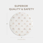 Comfy Cubs Round Kids Play Mat - Medium 48 inches Soft Quilted Baby Floor Mat with Non-Slip Bottom - Plush Design for Toddlers' Playtime and Relaxation - Comfortable and Durable - Rainbow