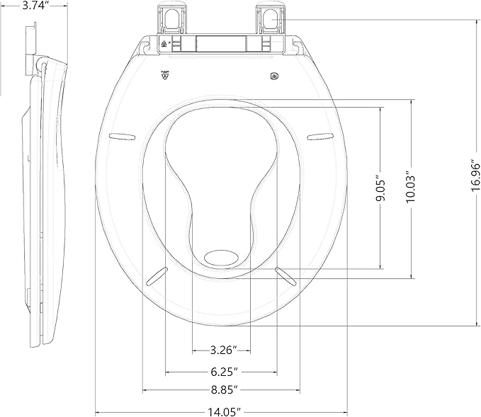Potty Training Seat Built-In Toilet Seat, Round Toilet Seat 17 Inch with Baby Seat, 2 In 1 Soft Close Quiet No Slapping, Magnetic Absorption, Easy Installation for Bottom Fixing Toilet