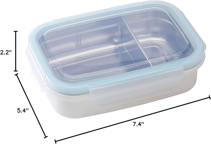 Innobaby Keepin' Fresh Stainless Steel Divided Bento Snack Box with Lid for Kids and Toddlers, Removable Divider, BPA Free, 19 oz, Aqua