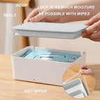 1 Pcs Diaper Wipes Dispenser, Refillable Wipe Container, Wipe Container with Sealing Design Lid, Keep Wipes Fresh,Wet Wipes Cases (Gray)