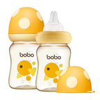 YOHKOH PPSU Baby Bottle Wide Neck, Newborn Anti-Colic Baby Bottle with Natural Response Nipple, Streamlined Body, Easy to Clean (5.4oz (Pack of 2), Yellow)