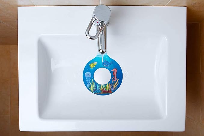 Bathtub Drain Stopper, Silicone Tub Stopper Plug, Universal Bath Drain Cover, Beautiful Coral Reef Illustration, Kids Tots Babies Gift (Blue Whale)