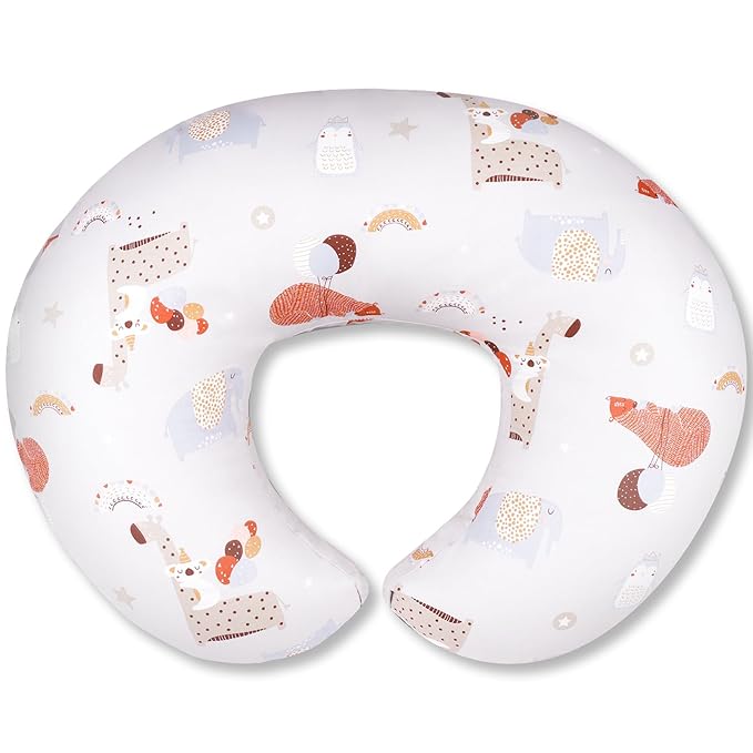 Nursing Pillow, Breastfeeding Pillow with Removable Cover, Ergonomic Breast Feeding Pillow, Baby Feeding Support Cushion for Mom Easier Breastfeeding- Original Size/Animal Gray