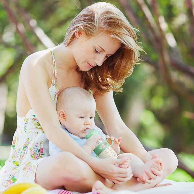 Silicone Baby Bottle Handles, 3PCS Bottle Handles for 2.36-2.76" Wide-Neck Bottles, Baby Bottle Handles has Easy Grip Handles, Easy Carry Handle Lightweight Bottle Handle(Blue/Green/Pink)