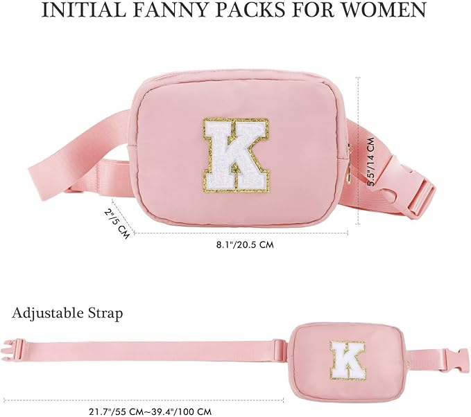 YOOLIFE Thank You Gifts for Women - Birthday Gifts for Women, Personalized Gifts for Women Mom Friend Sister Teacher Girlfriend Wife Her, Initial Belt Bag Crossbody Bags, Pink O