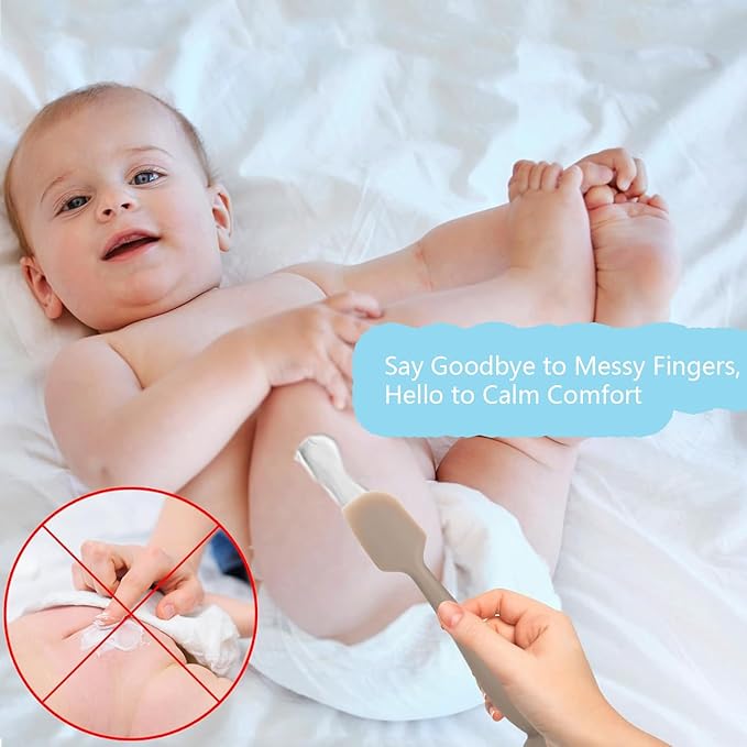 3-Pack Baby Diaper Cream Spatula - Baby Diaper Rash Cream Applicator for Butt Paste - Diaper Cream Brush for Newborn Essentials (grey, pink, white)
