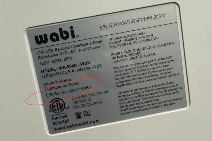 Wabi UVC LED Sanitizer & Dryer Ultra (White + Gunmetal Trim)