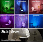 Northern Lights Projector, Night Light Projector for Bedroom Built-in Bluetooth Speaker, White Noise, Shell Night Light for Room Decor/Gift for Kids/Party/Music/Relaxation/Birthday (White)