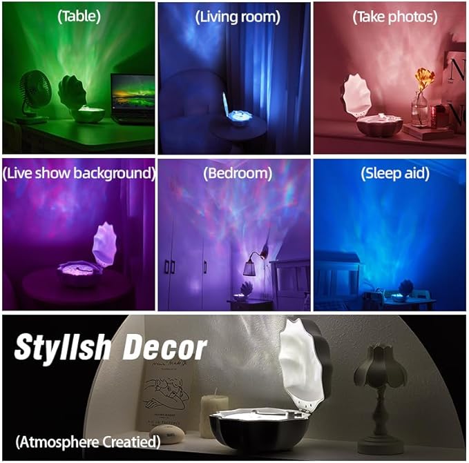 Northern Lights Projector, Night Light Projector for Bedroom Built-in Bluetooth Speaker, White Noise, Shell Night Light for Room Decor/Gift for Kids/Party/Music/Relaxation/Birthday (Purple)