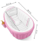 PandaEar Baby Inflatable Bathtub, Portable Travel Baby Infant Bath Tub Toddler Bathtub with Air Pump, Foldable Non-Slip Shower Basin Mini Air Swimming Pool for Newborn (Pink)