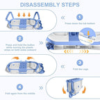 TPN Collapsible Baby Bathtub, Baby Bath Tub with Soft Cushion & Real-Time Thermometer, Baby Bathtub Infant to Toddler Tub (0-36 Months), Portable Travel Baby Tubs for Newborns (Blue)